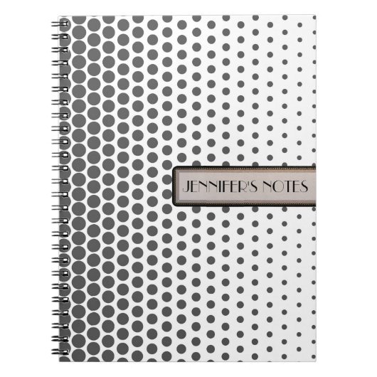 Carnet Pois gris Élégant Blanc moderne (Devant)