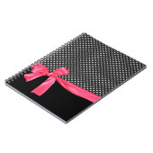 Carnet Pois noir Girly et arc rose au néon (Côté gauche)