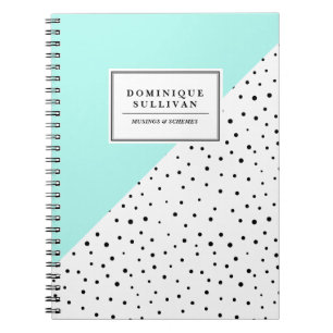 Carnet Pois noirs Aqua Abtract Motif Personnalisé