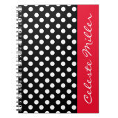 Carnet Pois noirs et blancs avec accent rouge (Devant)