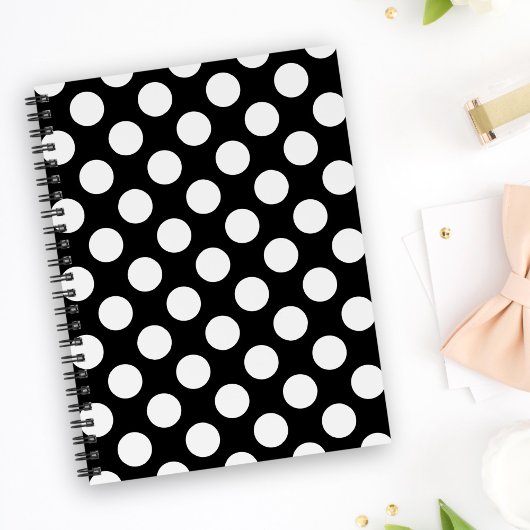 Carnet Pois noirs et blancs, Motif Polka