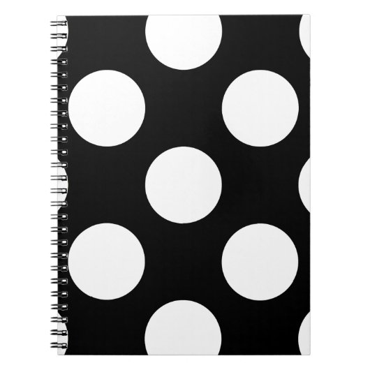 Carnet Pois noirs et blancs, Motif Polka (Devant)