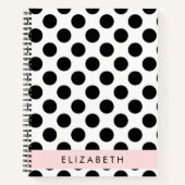Carnet Pois noirs et blancs, pointillés, Votre nom (Devant)