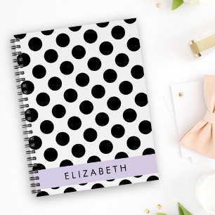 Carnet Pois noirs et blancs, pointillés, Votre nom