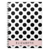 Carnet Pois noirs et blancs, pointillés, Votre nom (Devant)