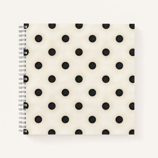 Carnet Pois noirs sur blanc antique (Devant)