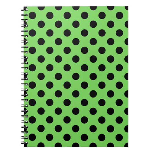 Carnet Pois noirs sur vert citron (Devant)