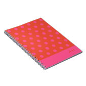 Carnet Pois rose et rouge orange monogrammé (Côté Droit)