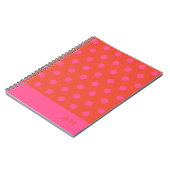 Carnet Pois rose et rouge orange monogrammé (Côté gauche)