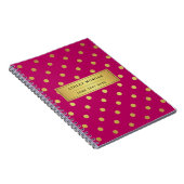 Carnet Pois rose moderne de parties scintillantes d'or (Côté Droit)
