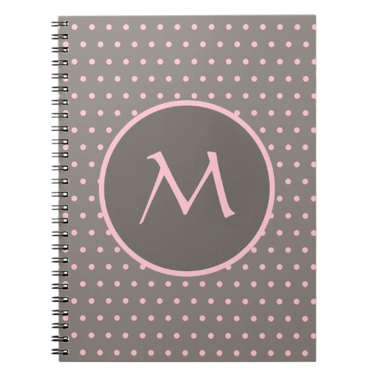 Carnet Pois rose monogrammé gris (Devant)