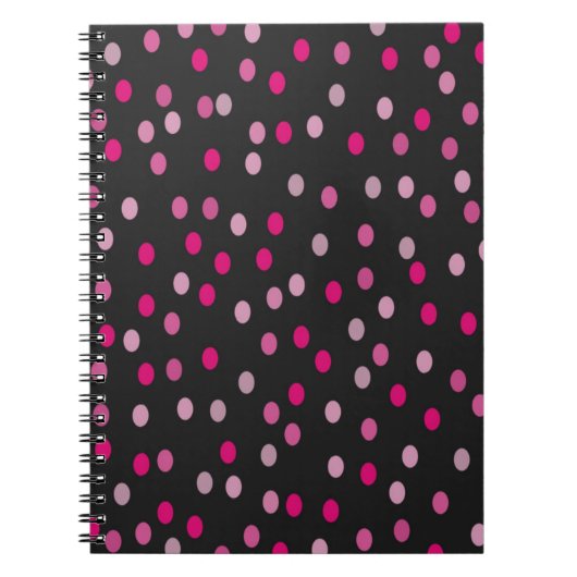 Carnet Pois roses sur noir (Devant)
