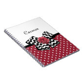 Carnet Pois rouge et blanc mignon Rose Chevron Bow (Côté Droit)
