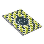 Carnet Pois verts et Monogramme bleu (Côté Droit)
