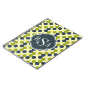 Carnet Pois verts et Monogramme bleu (Côté gauche)