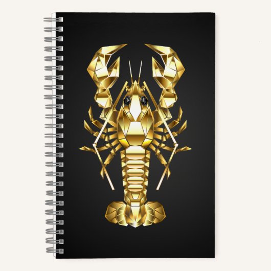 Carnet Poisson à langouste polygonale dorée sur noir (Recto)