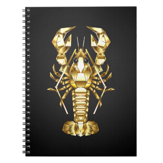 Carnet Poisson à langouste polygonale dorée sur noir (Devant)