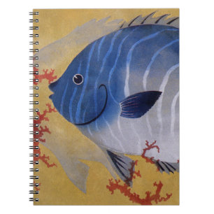 Carnet Poisson bleu tropical Vieille Corail Marine Vie oc