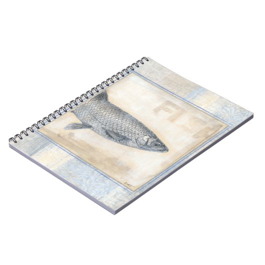 Carnet Poisson gris sur Arrière - plan beige (Côté gauche)
