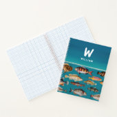 Carnet Poisson Monogramme Sous Océan Bleu (Intérieur)
