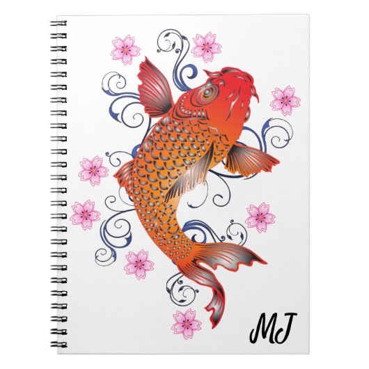 Carnet Poisson orange et jaune Oriental Koi sur mesure (Devant)