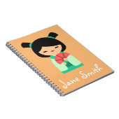 Carnet Poisson rose aqua Kokeshi poupées japonaises (Côté Droit)