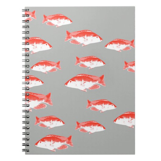 Carnet Poisson rouge et gris (Devant)