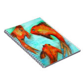 Carnet Poisson rouge orange oriental aquarelle oeuvre d'a (Côté Droit)