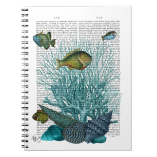 Carnet Poissons, coquillages bleus et coraux
