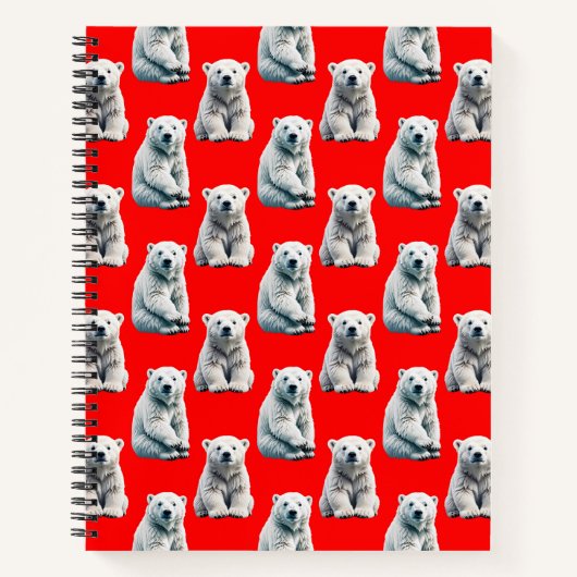 Carnet Polar Bear Pattern Design On Red (Devant)