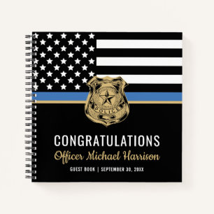 Carnet Police Blue Line Félicitations Graduation Invité