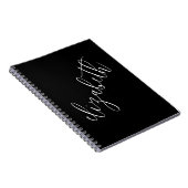 Carnet Police de script noir et blanc classique Simple Él (Côté Droit)