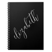 Carnet Police de script noir et blanc classique Simple Él (Devant)