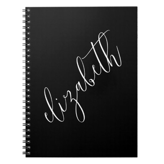 Carnet Police de script noir et blanc classique Simple Él (Devant)