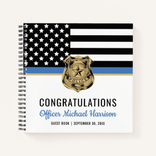 Carnet Police Ligne Bleue Flag Félicitations Graduation I