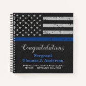 Carnet Police Retraite Cuir mince Ligne bleue Invité (Devant)