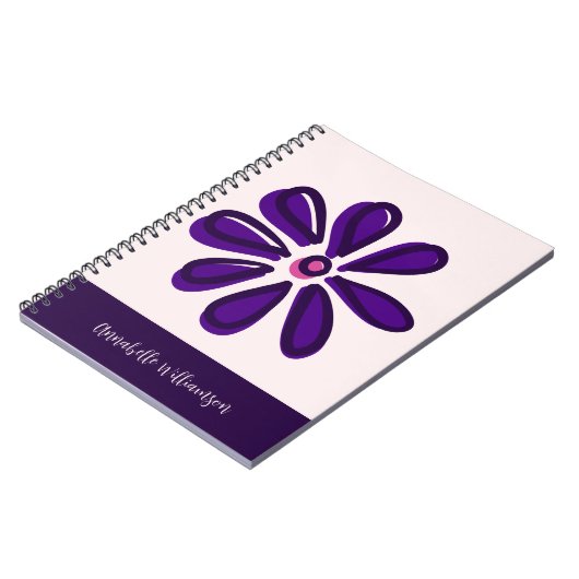 Carnet Police Script tendance Votre nom Doodle de fleurs  (Côté gauche)