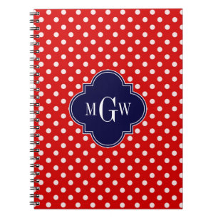 Carnet Polka blanc rouge Point Marine Quatrefoin 3 Monogr