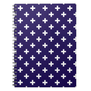 Carnet Polka blanche croise sur bleu marine