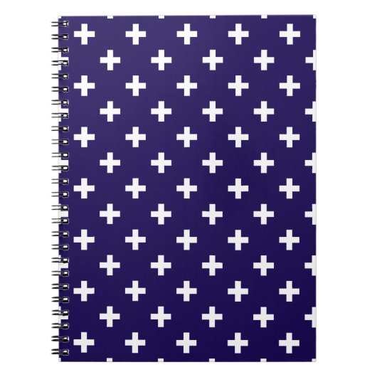 Carnet Polka blanche croise sur bleu marine (Devant)