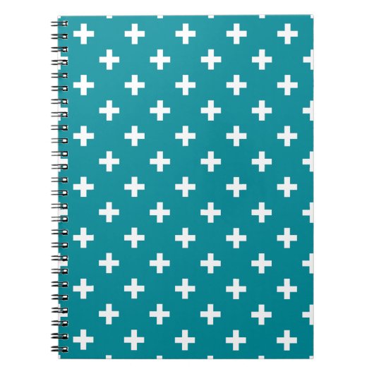 Carnet Polka blanche croise sur turquoise (Devant)