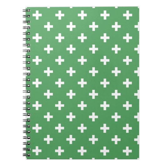 Carnet Polka blanche croise sur vert (Devant)
