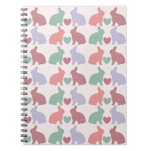 Carnet Polka Dot Bunnies et Coeurs Motif sur rose