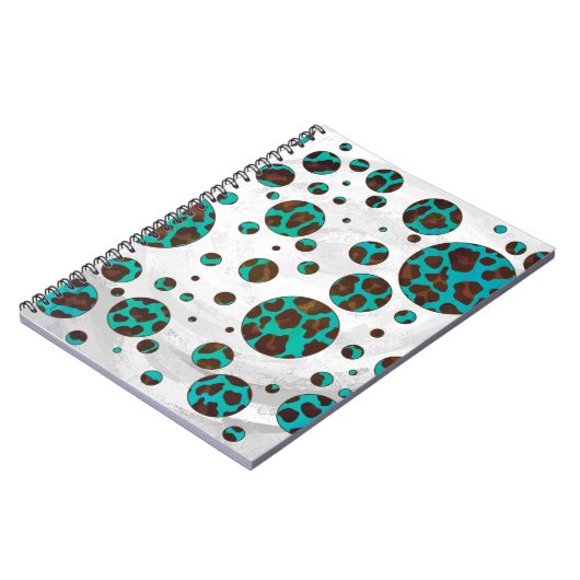 Carnet Polka Dot Cow Impression Brown et Turquoise (Côté gauche)