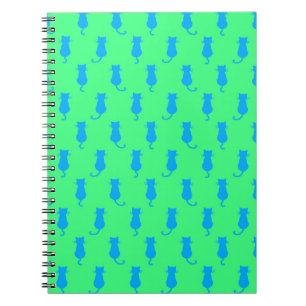 Carnet Polka Dot Motif Pop Art Cat In Blue and Lime