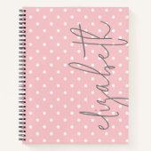 Carnet Polka Dot rose vierge script gris nom (Devant)