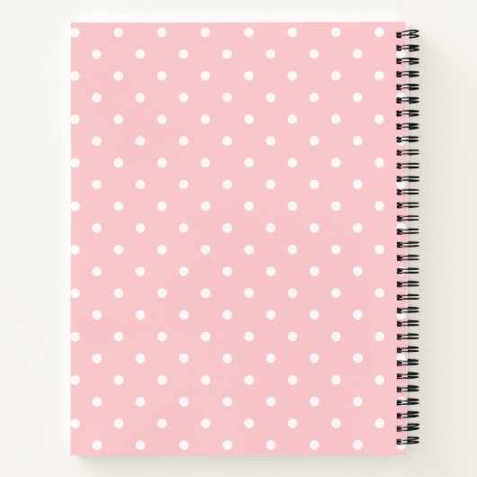 Carnet Polka Dot rose vierge script gris nom (Dos)