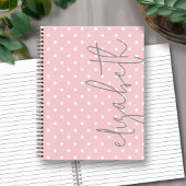 Carnet Polka Dot rose vierge script gris nom