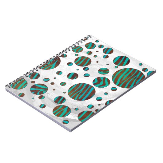 Carnet Polka Dot Zebra Brown et Turquoise (Côté gauche)