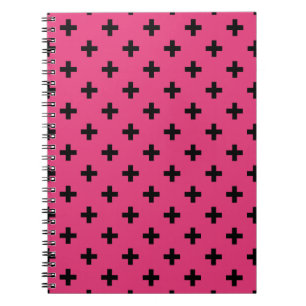 Carnet Polka noire croise sur fuchsia